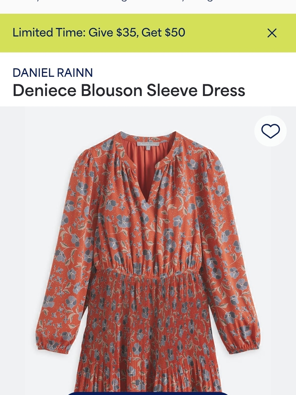 Daniel Rainn Deniece Blouson Orange Floral Blouson Sleeve Long Dress